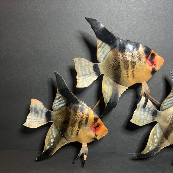 Vintage Bovano of Cheshire Enameled Metal Tropical Angel Fish Aquatic Wall Art - Picture 3 of 5